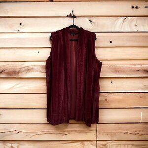 SUPER SOFT silky faux fur crimson red open front vest cardigan women's p…